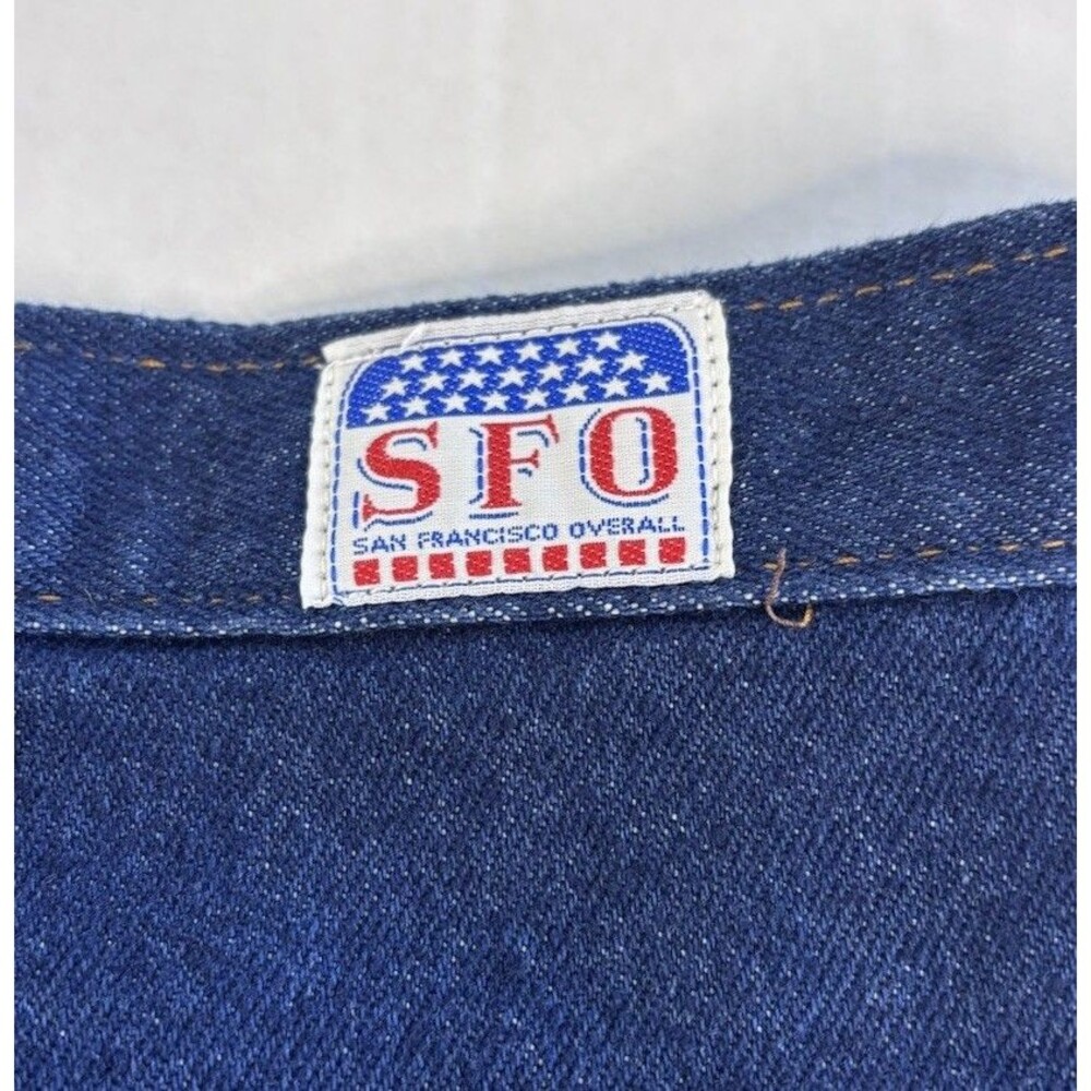 Vintage SFO San Francisco Overall Jeans Made USA NWT W48 L30 Blue - Picture 8 of 13